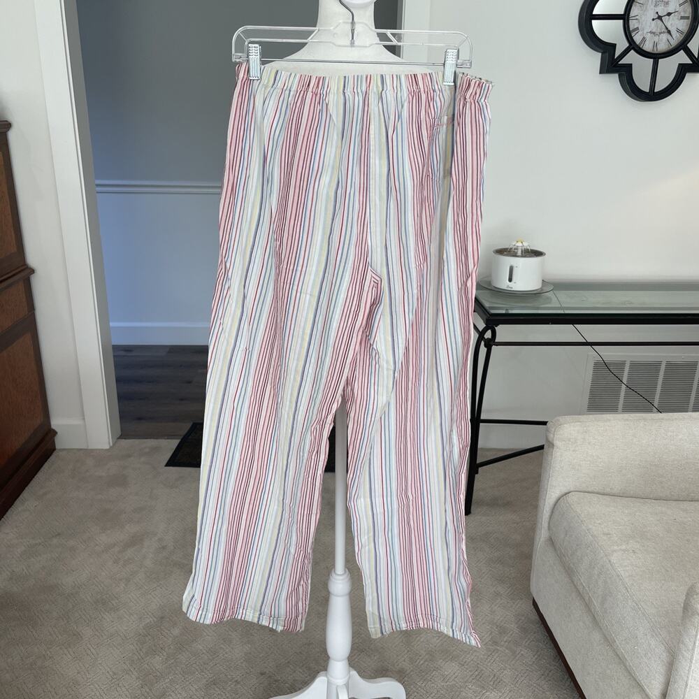 Lucky Brand Women SZ XL Pajama Lounge Pants Cotton Striped Drawstring FLAW - Picture 3 of 14